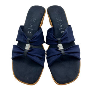 Italian Shoemakers Lynne‎ Sandals Navy Blue Shoes Womens 9M Wedge Slides